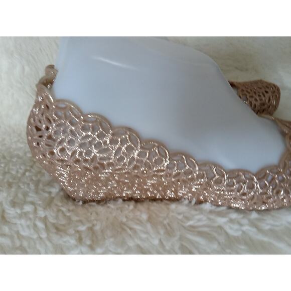 VICTORIA ADAMES Gold Glitter Jelly Platform Wedge Womens Size 8.5 - Picture 4 of 9